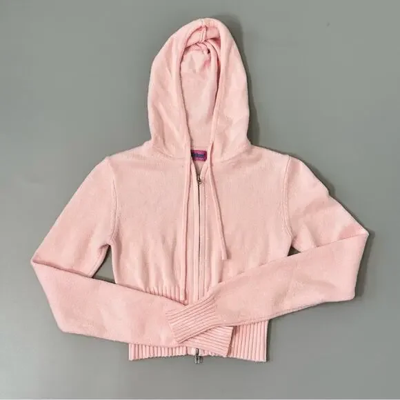 New EDIKTED Desiree Knitted Hooded Cardigan in Light Pink - Picture 4 of 9